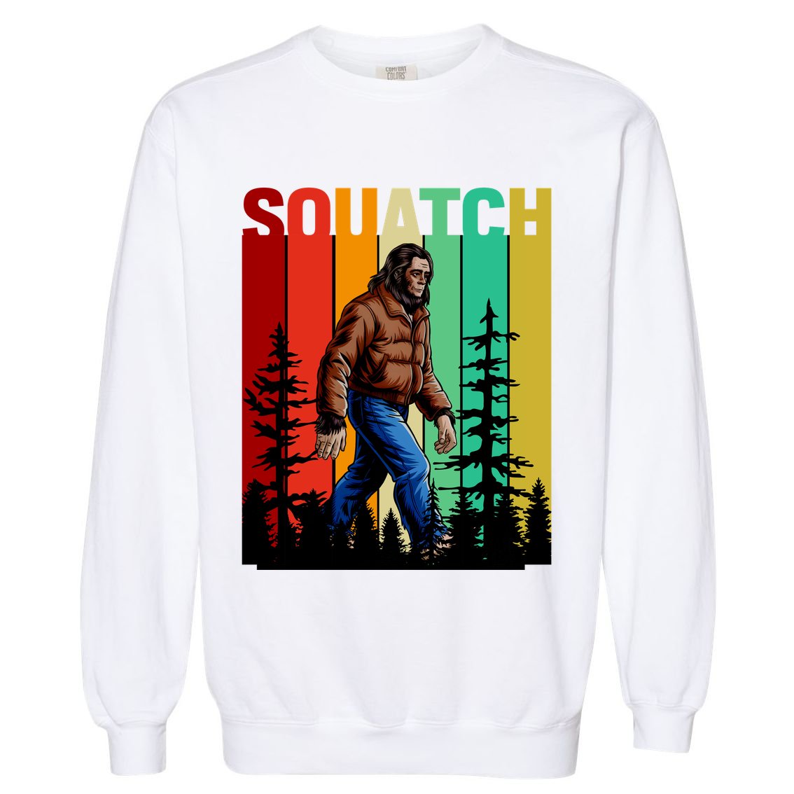 Bigfoot Squatch Shirt Retro Bigfoot Garment-Dyed Sweatshirt