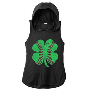 Baseball Shamrock St. Patrick's Day Irish Saint Paddys Gift Ladies PosiCharge Tri-Blend Wicking Draft Hoodie Tank