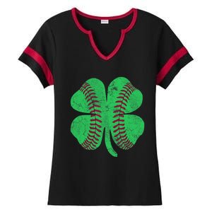 Baseball Shamrock St. Patrick's Day Irish Saint Paddys Gift Ladies Halftime Notch Neck Tee