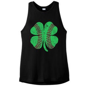 Baseball Shamrock St. Patrick's Day Irish Saint Paddys Gift Ladies PosiCharge Tri-Blend Wicking Tank