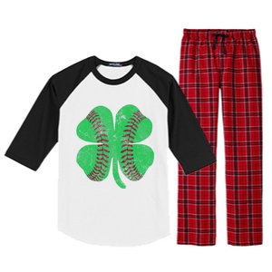 Baseball Shamrock St. Patrick's Day Irish Saint Paddys Gift Raglan Sleeve Pajama Set