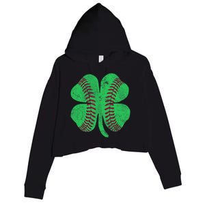 Baseball Shamrock St. Patrick's Day Irish Saint Paddys Gift Crop Fleece Hoodie