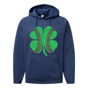 Baseball Shamrock St. Patrick's Day Irish Saint Paddys Gift Performance Fleece Hoodie