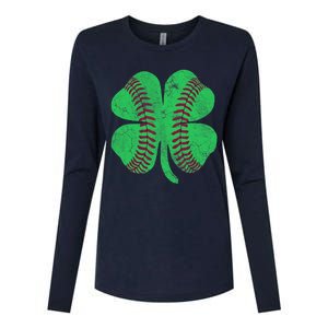 Baseball Shamrock St. Patrick's Day Irish Saint Paddys Gift Womens Cotton Relaxed Long Sleeve T-Shirt