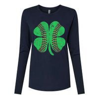 Baseball Shamrock St. Patrick's Day Irish Saint Paddys Gift Womens Cotton Relaxed Long Sleeve T-Shirt