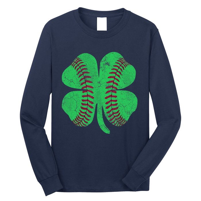 Baseball Shamrock St. Patrick's Day Irish Saint Paddys Gift Long Sleeve Shirt