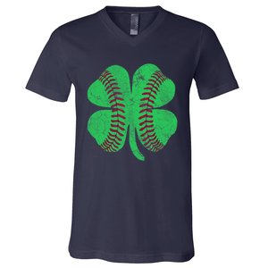 Baseball Shamrock St. Patrick's Day Irish Saint Paddys Gift V-Neck T-Shirt