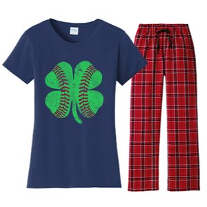 Baseball Shamrock St. Patrick's Day Irish Saint Paddys Gift Women's Flannel Pajama Set