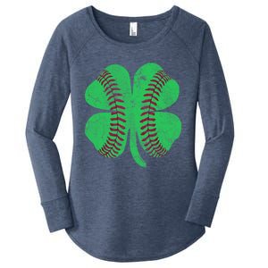 Baseball Shamrock St. Patrick's Day Irish Saint Paddys Gift Women's Perfect Tri Tunic Long Sleeve Shirt