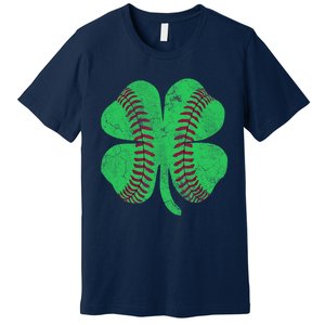 Baseball Shamrock St. Patrick's Day Irish Saint Paddys Gift Premium T-Shirt