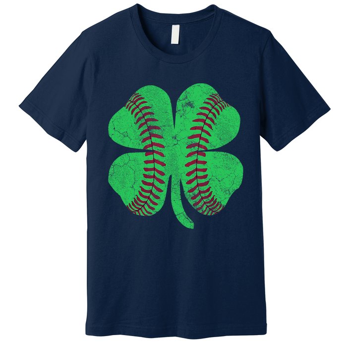 Baseball Shamrock St. Patrick's Day Irish Saint Paddys Gift Premium T-Shirt