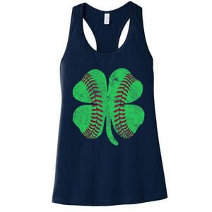 Baseball Shamrock St. Patrick's Day Irish Saint Paddys Gift Women's Racerback Tank