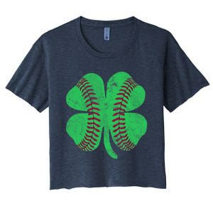 Baseball Shamrock St. Patrick's Day Irish Saint Paddys Gift Women's Crop Top Tee