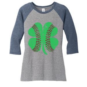 Baseball Shamrock St. Patrick's Day Irish Saint Paddys Gift Women's Tri-Blend 3/4-Sleeve Raglan Shirt