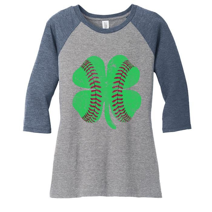 Baseball Shamrock St. Patrick's Day Irish Saint Paddys Gift Women's Tri-Blend 3/4-Sleeve Raglan Shirt