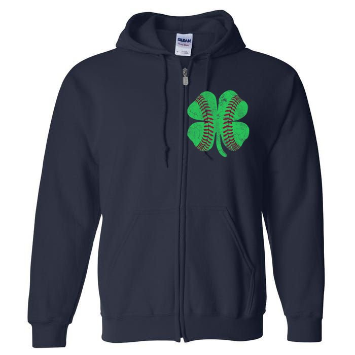 Baseball Shamrock St. Patrick's Day Irish Saint Paddys Gift Full Zip Hoodie