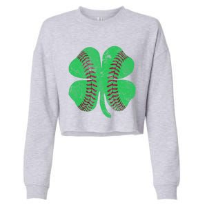 Baseball Shamrock St. Patrick's Day Irish Saint Paddys Gift Cropped Pullover Crew