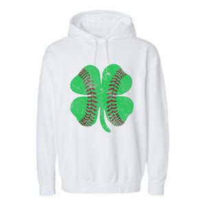 Baseball Shamrock St. Patrick's Day Irish Saint Paddys Gift Garment-Dyed Fleece Hoodie