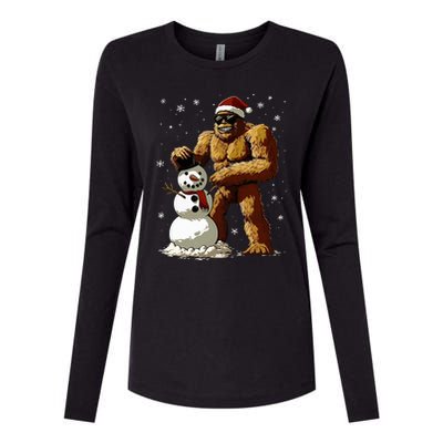 Bigfoot Santa Snowman Xmas Christmas Graphic Womens Cotton Relaxed Long Sleeve T-Shirt