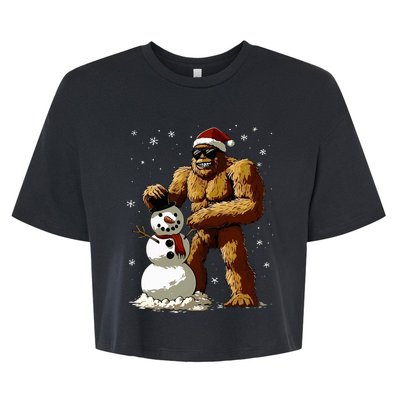 Bigfoot Santa Snowman Xmas Christmas Graphic Bella+Canvas Jersey Crop Tee