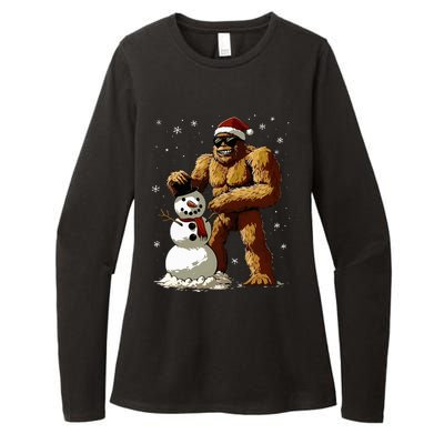 Bigfoot Santa Snowman Xmas Christmas Graphic Womens CVC Long Sleeve Shirt