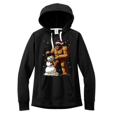 Bigfoot Santa Snowman Xmas Christmas Graphic Women's Fleece Hoodie