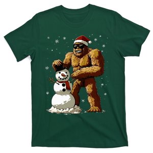 Bigfoot Santa Snowman Xmas Christmas Graphic T-Shirt