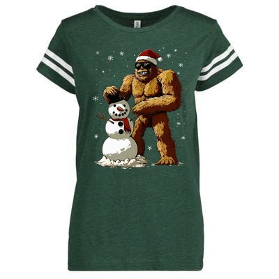 Bigfoot Santa Snowman Xmas Christmas Graphic Enza Ladies Jersey Football T-Shirt