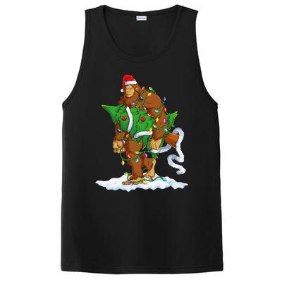 Bigfoot Sasquatch Santa Hat Christmas Xmas Tree Pjs Funny PosiCharge Competitor Tank