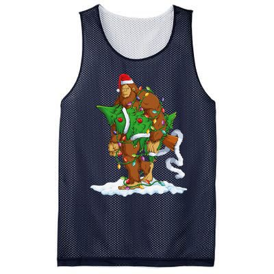 Bigfoot Sasquatch Santa Hat Christmas Xmas Tree Pjs Funny Mesh Reversible Basketball Jersey Tank