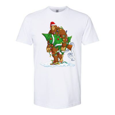 Bigfoot Sasquatch Santa Hat Christmas Xmas Tree Pjs Funny Softstyle CVC T-Shirt