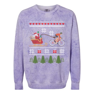 Bike Sledding Santa Sleigh Christmas Cycling Cute Gift Colorblast Crewneck Sweatshirt