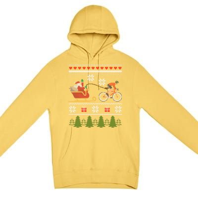 Bike Sledding Santa Sleigh Christmas Cycling Cute Gift Premium Pullover Hoodie