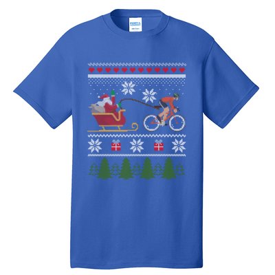 Bike Sledding Santa Sleigh Christmas Cycling Cute Gift Tall T-Shirt