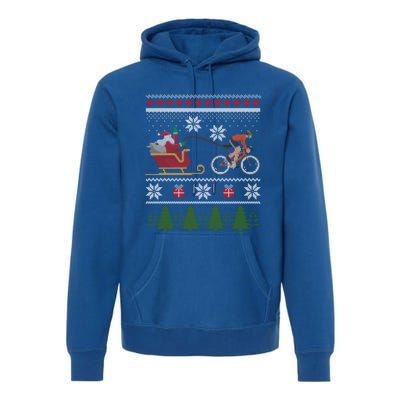 Bike Sledding Santa Sleigh Christmas Cycling Cute Gift Premium Hoodie