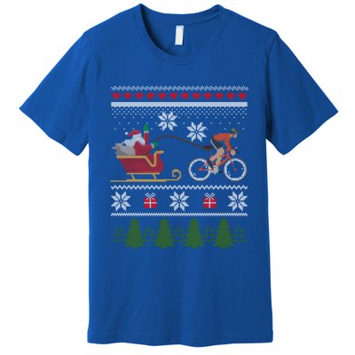 Bike Sledding Santa Sleigh Christmas Cycling Cute Gift Premium T-Shirt