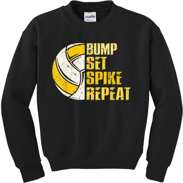 Bump Set Spike Repeat Volleyball Funny sport Kids Sweatshirt