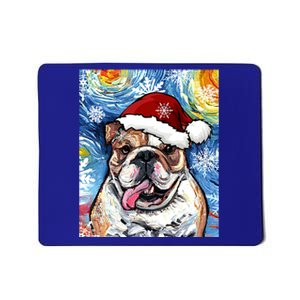 Bulldog Santa Starry Night Dog Christmas Holiday Art By Aja Meaningful Gift Mousepad