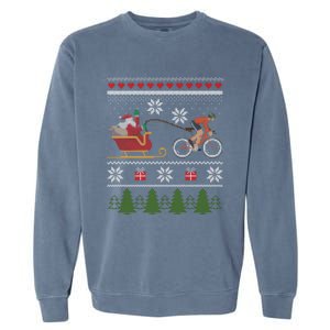 Bike Sledding Santa Sleigh Christmas Cycling Great Gift Garment-Dyed Sweatshirt