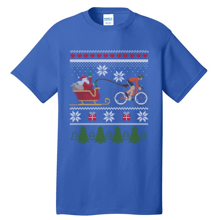 Bike Sledding Santa Sleigh Christmas Cycling Great Gift Tall T-Shirt