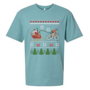 Bike Sledding Santa Sleigh Christmas Cycling Great Gift Sueded Cloud Jersey T-Shirt