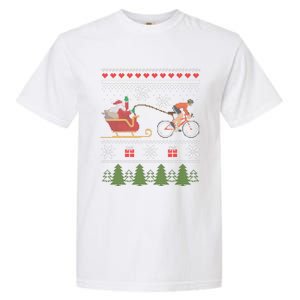 Bike Sledding Santa Sleigh Christmas Cycling Great Gift Garment-Dyed Heavyweight T-Shirt