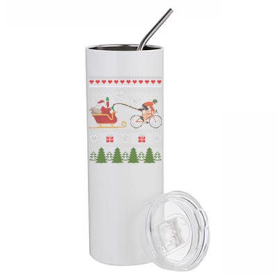 Bike Sledding Santa Sleigh Christmas Cycling Great Gift Stainless Steel Tumbler