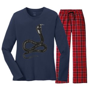 Black Snake Snakes Reptile Lover Jungle Zookeeper Zoology Women's Long Sleeve Flannel Pajama Set 