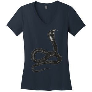 Black Snake Snakes Reptile Lover Jungle Zookeeper Zoology Women's V-Neck T-Shirt