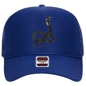 Black Snake Snakes Reptile Lover Jungle Zookeeper Zoology High Crown Mesh Back Trucker Hat