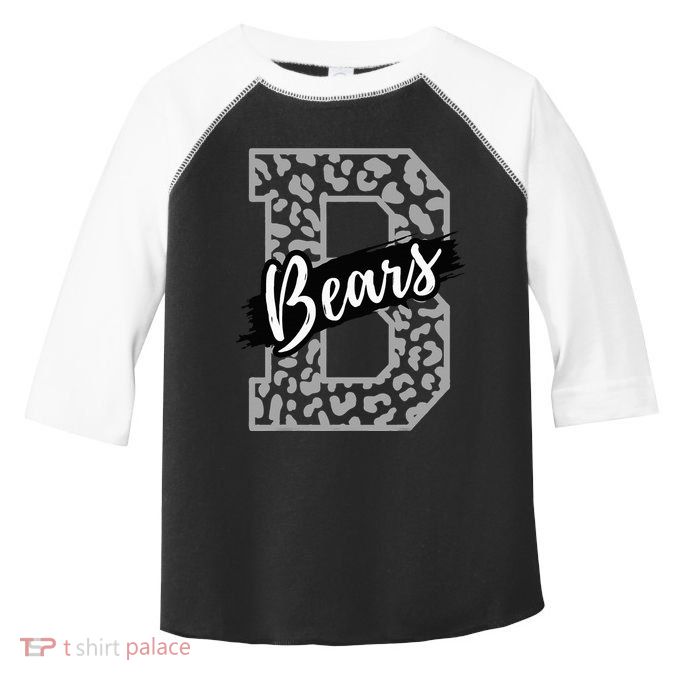 Bears School Sports Fan Team Spirits Mascot Heart Leopard Toddler Fine Jersey T-Shirt
