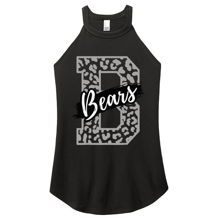 Bears School Sports Fan Team Spirits Mascot Heart Leopard Women's Perfect Tri Rocker Tank