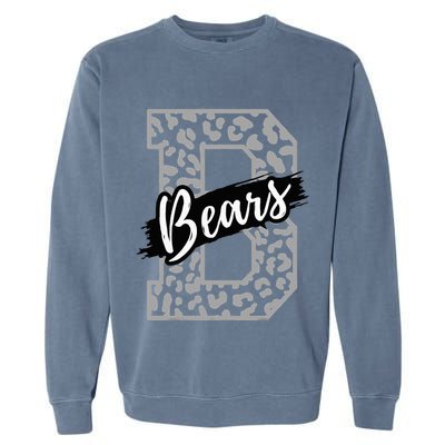 Bears School Sports Fan Team Spirits Mascot Heart Leopard Garment-Dyed Sweatshirt