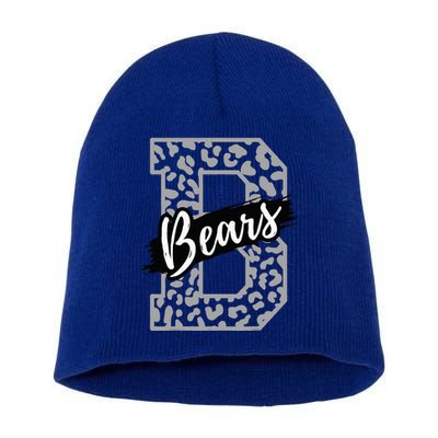Bears School Sports Fan Team Spirits Mascot Heart Leopard Short Acrylic Beanie